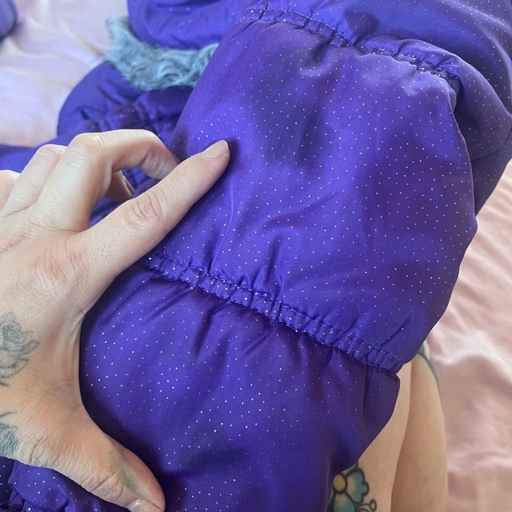 Purple Hooded Puffer Jacket